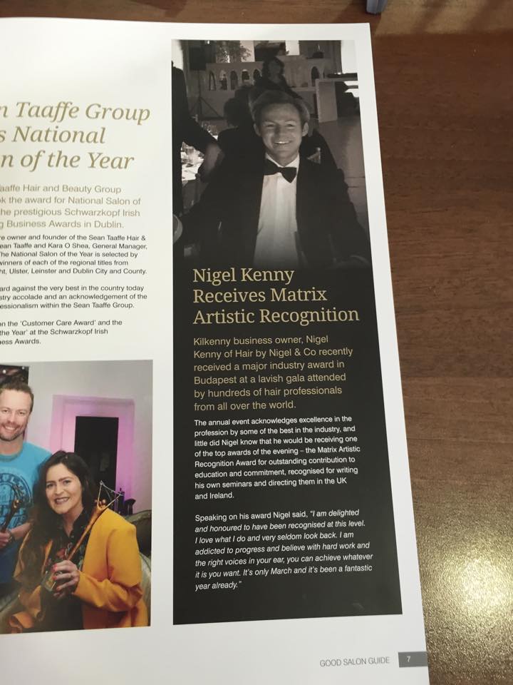 Nigel Kenny Receives Matrix Artistic Recognition